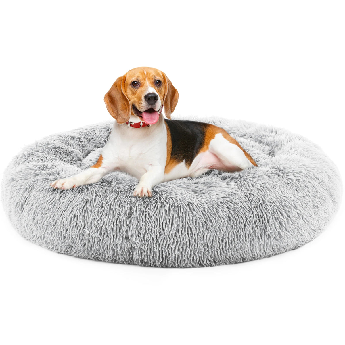 JHK Round Calming Dog Bed With Washable Plush Faux Fur