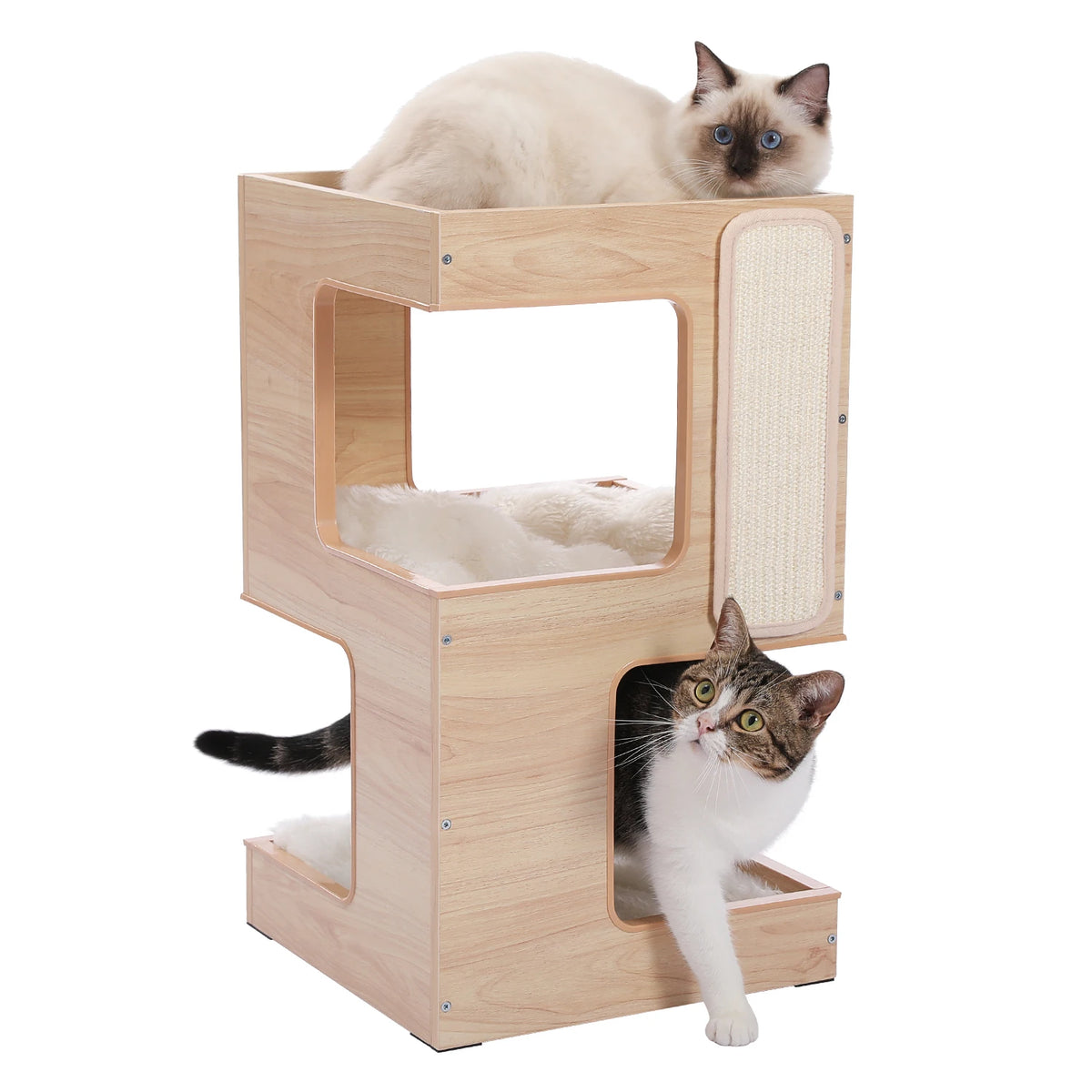 PAWZ Road Wood Cat Condo With Integrated Scratching Pad
