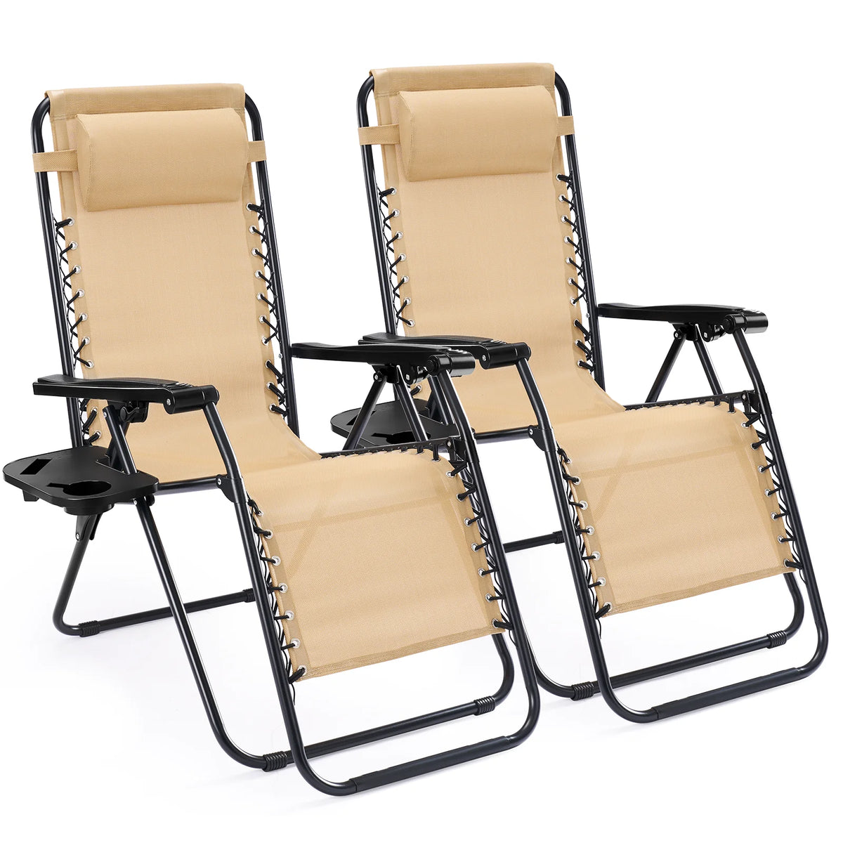 JHK Outdoor Portable Zero Gravity Recliner Lounge Chair Set