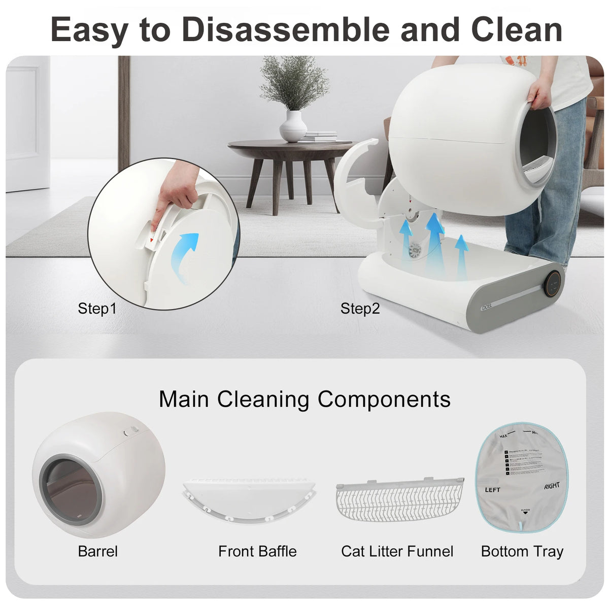 DOEL Smart Automatic Self Cleaning Cat Litter Box App Control
