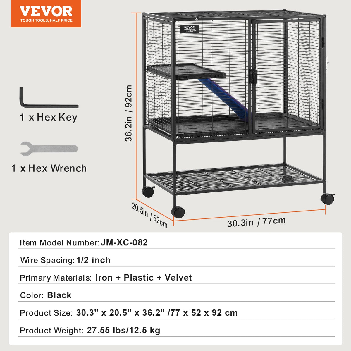 SucceBuy Rolling Metal Small Animal Cage For Ferrets Hamsters Rats
