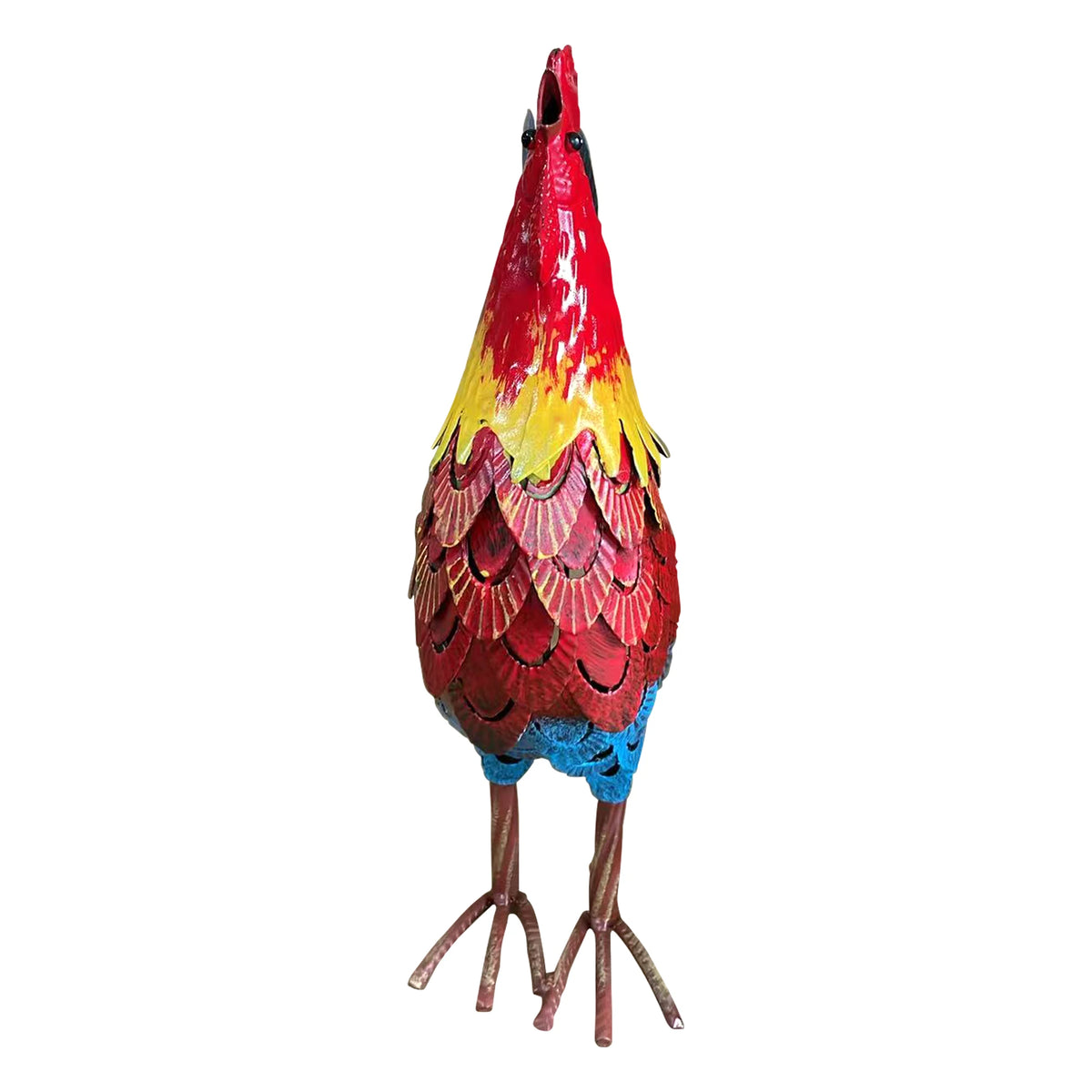 Wrought Iron Rooster Garden Statue For Farmhouse Lawn And Patio