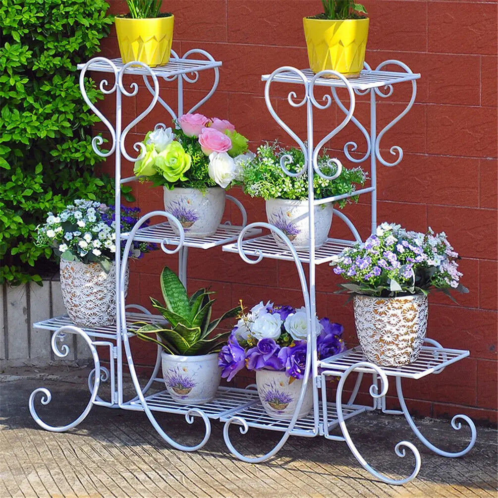 Four Tier Metal Plant Stand For Indoor Patio Flower Display