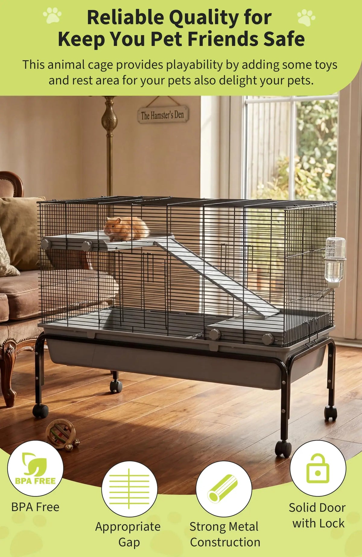 HiMiss Multi Level Small Pet Cage With Detachable Rolling Stand