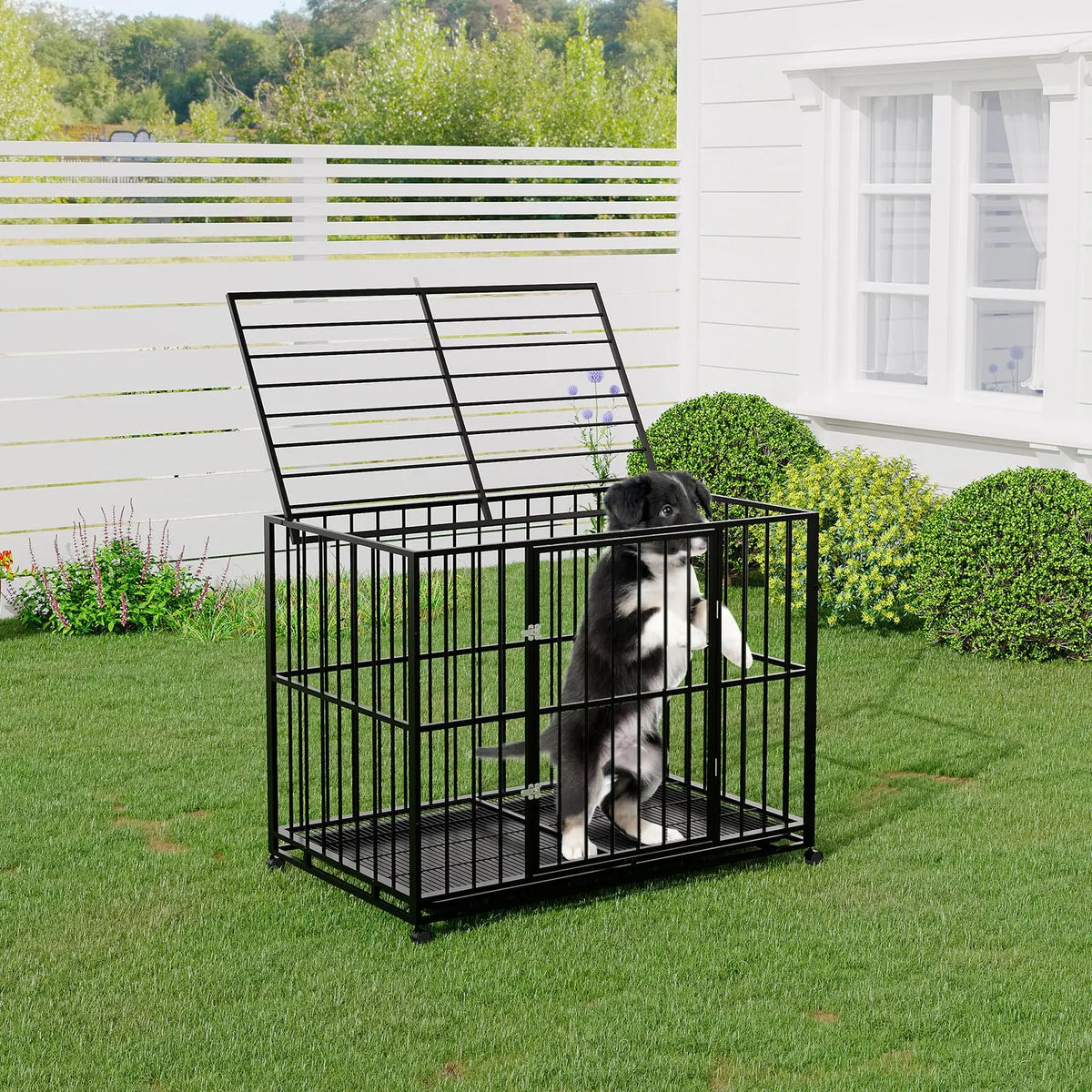 Anixol Heavy Duty Stainless Steel Dog Crate With Lockable Wheels