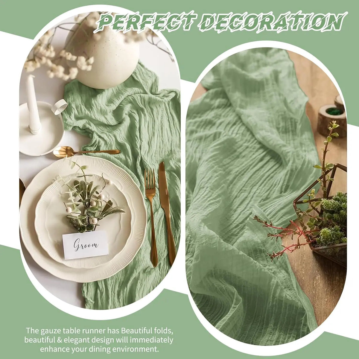 Cheese Cloth Gauze Table Runner For Wedding Reception Decor