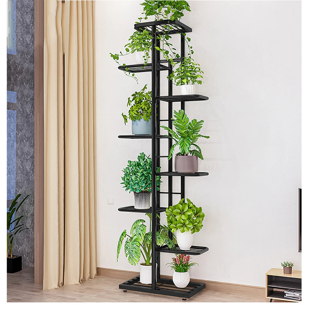 HiMiss 8 Tier Metal Plant Stand For Home And Outdoor Garden