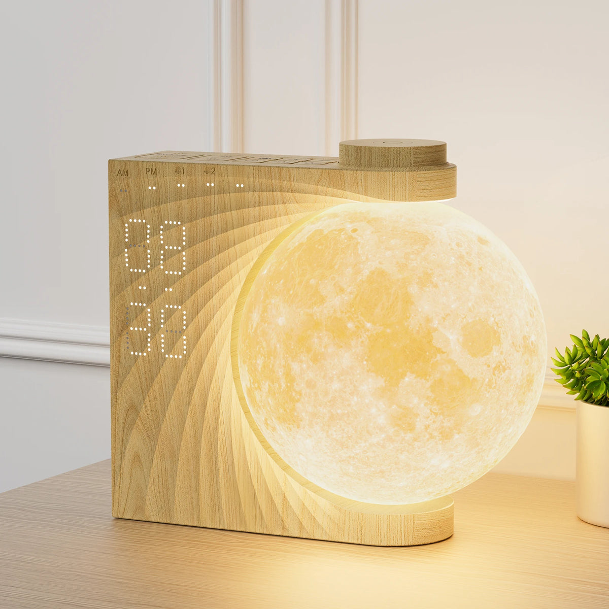 Reteyung Moon Lamp Sunrise Alarm Clock With White Noise Timer