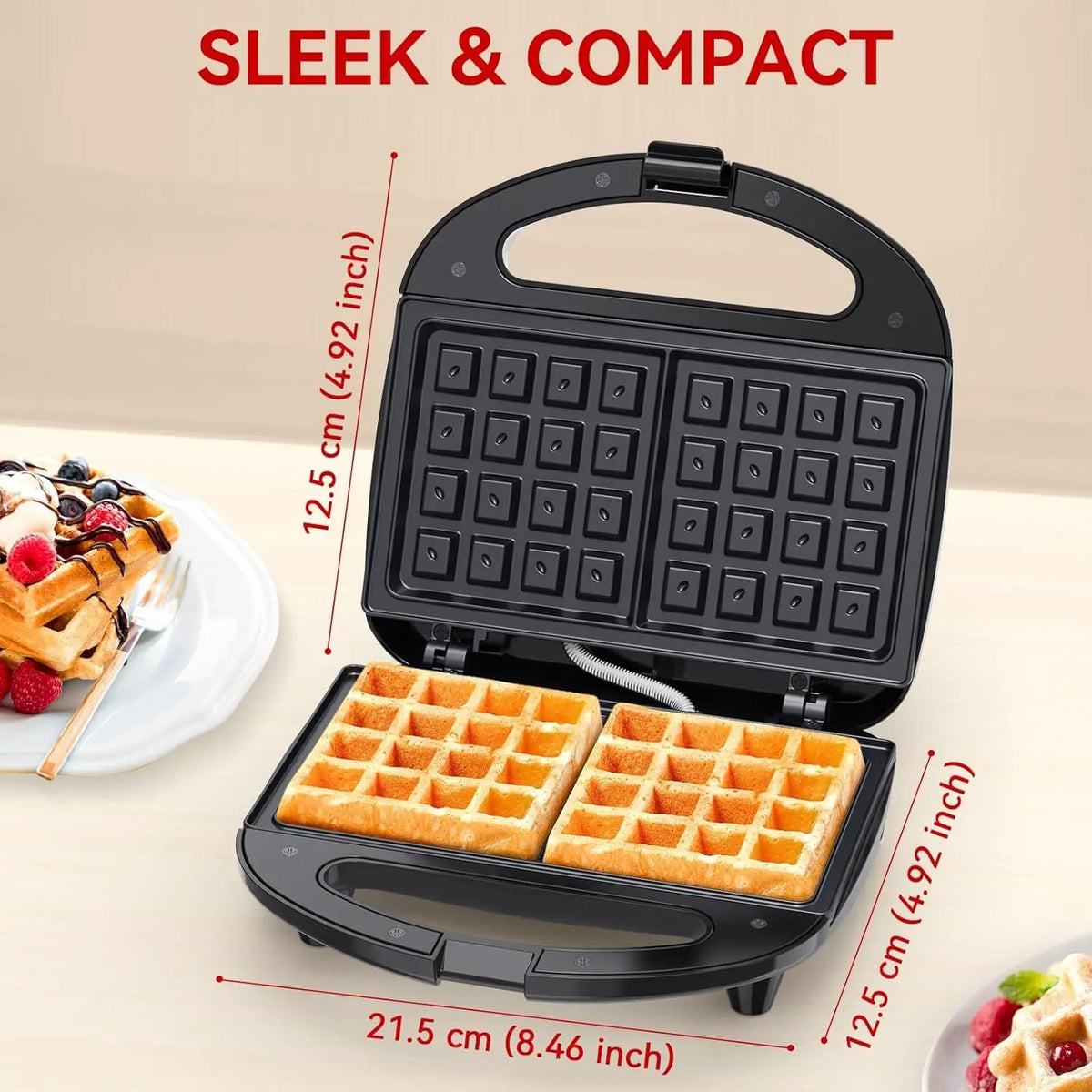 Ostba Belgian Waffle Maker with Indicator Lights and Nonstick Coating