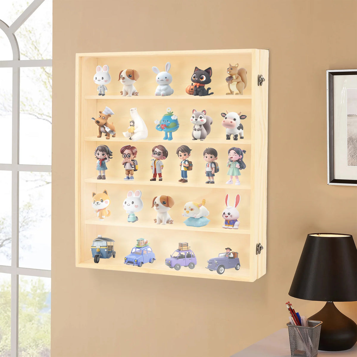 Bymaocar Wall Mount Wooden Display Cabinet For Collectibles