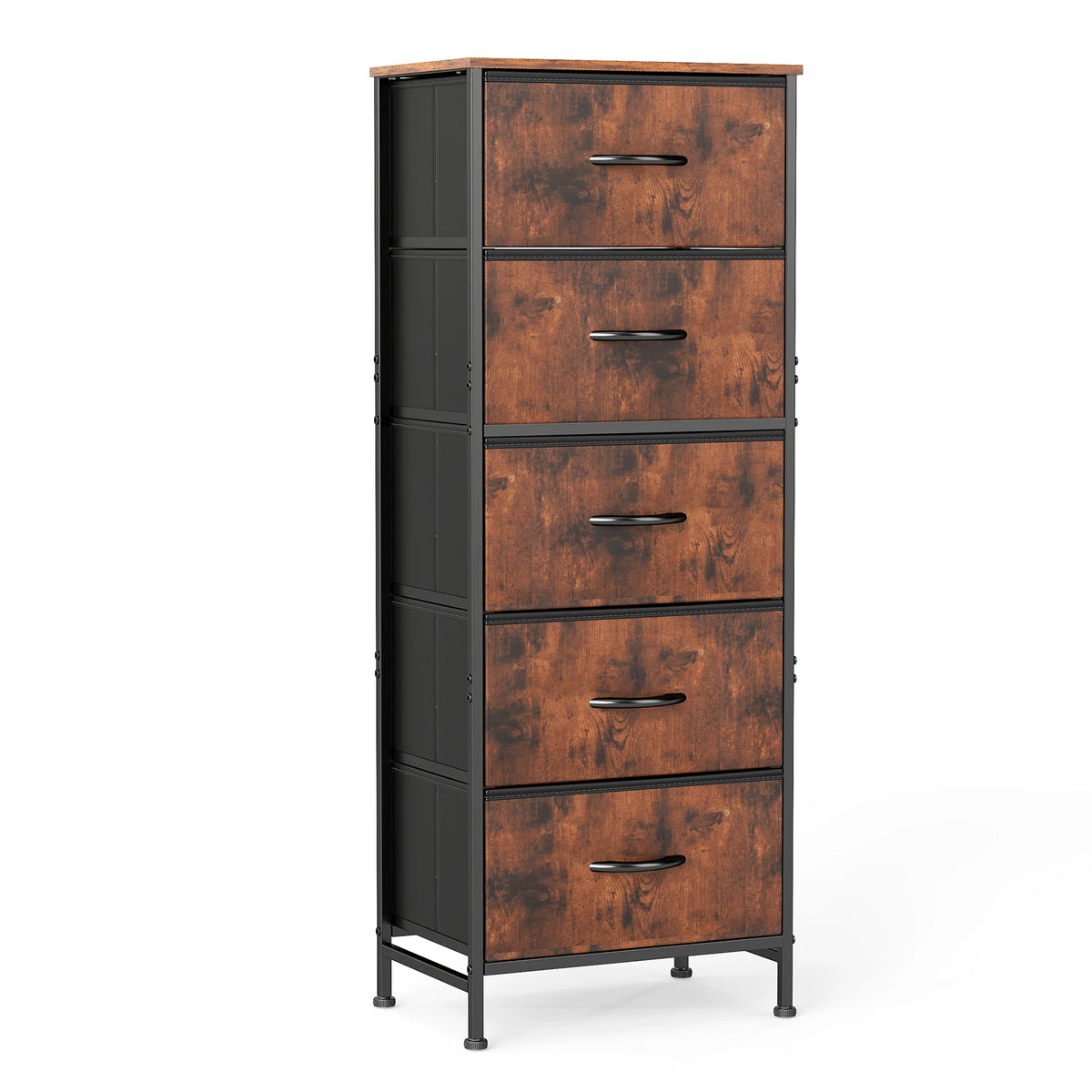 JHK Modern Bedroom Dresser With Five Fabric Drawers Cabinet