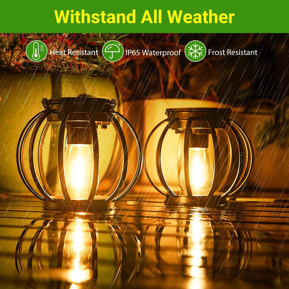 KPSTEK 4 Pack Solar Lanterns Waterproof Hanging Metal Lights