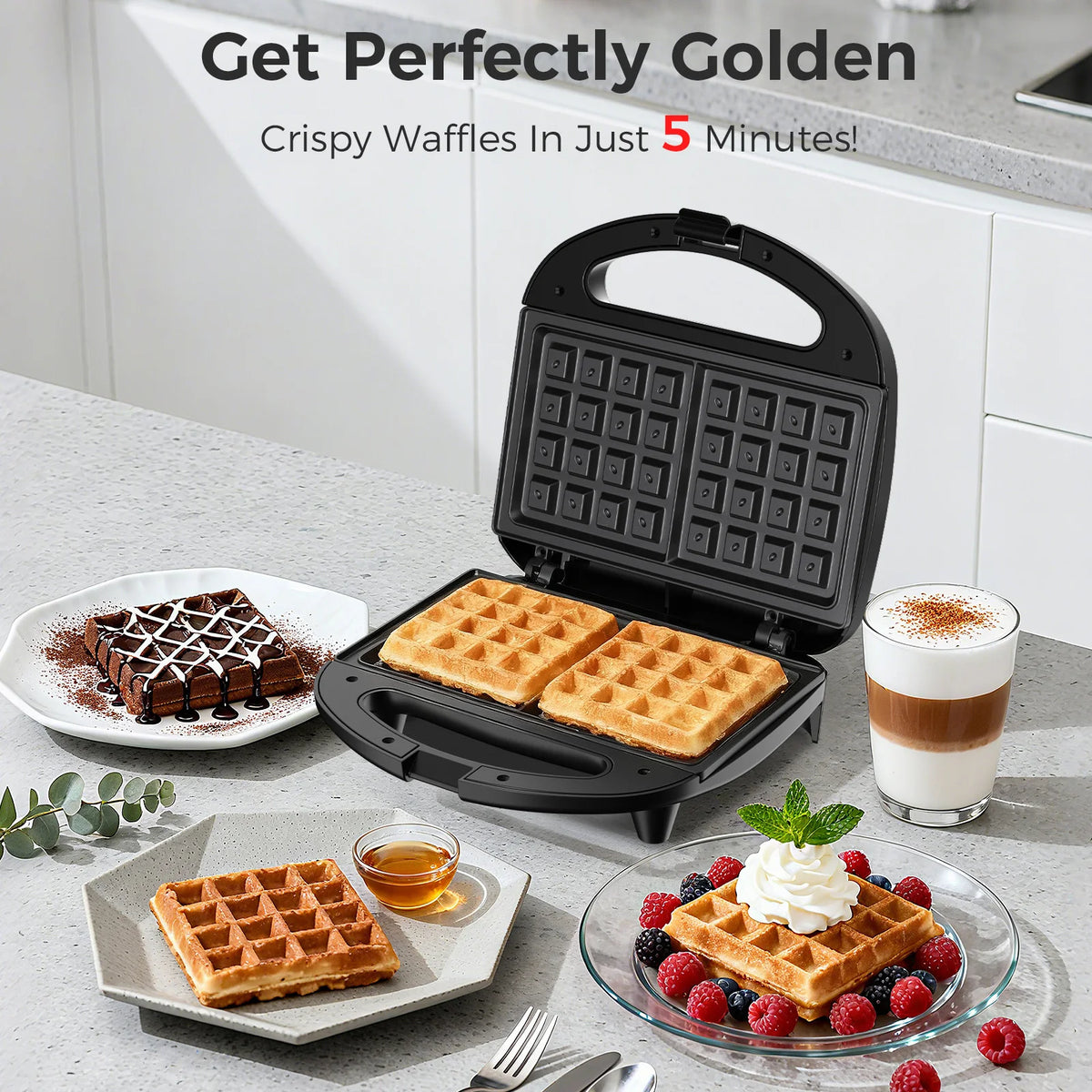 Ostba Belgian Waffle Maker with Indicator Lights and Nonstick Coating