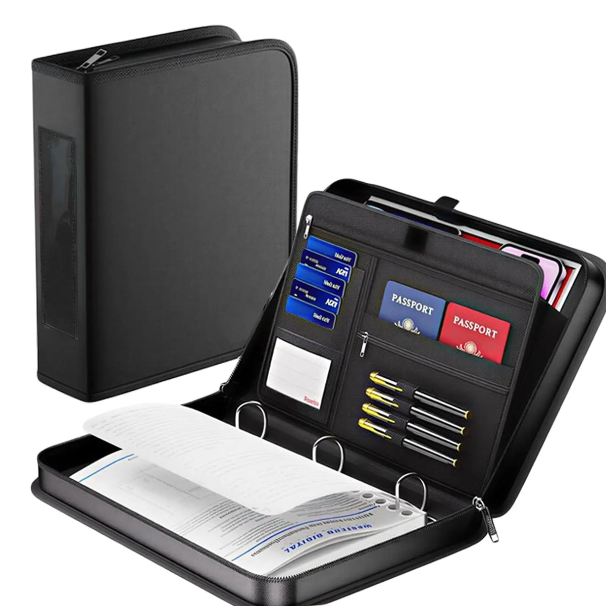 Moisture Resistant Document Organizer With D Rings And Writing Board