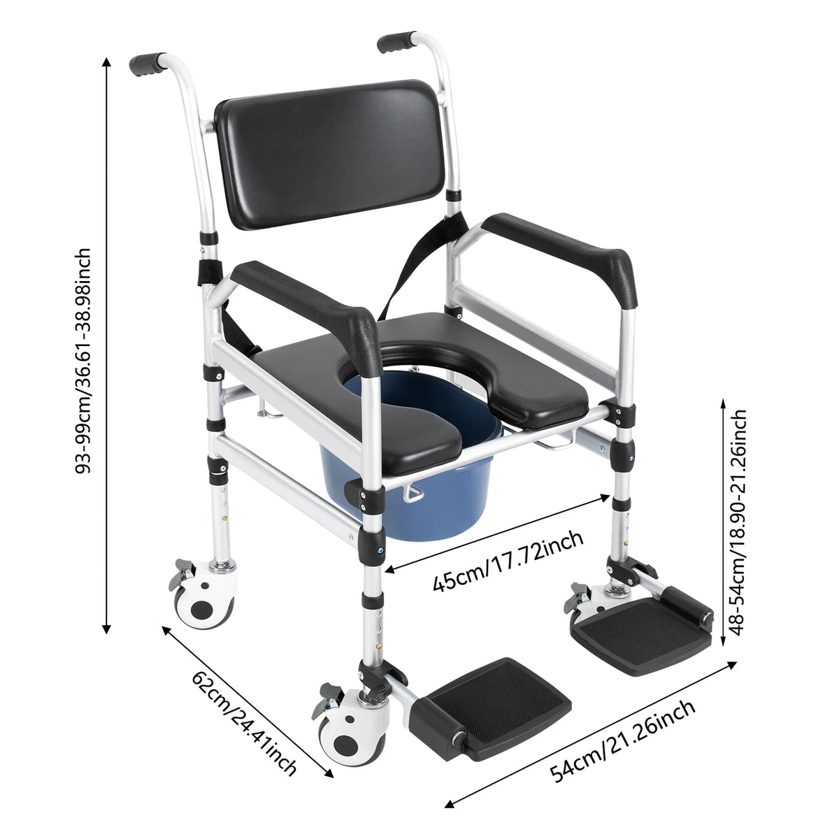 Bymaocar Rolling Shower Chair With Wheels And Toilet Seat