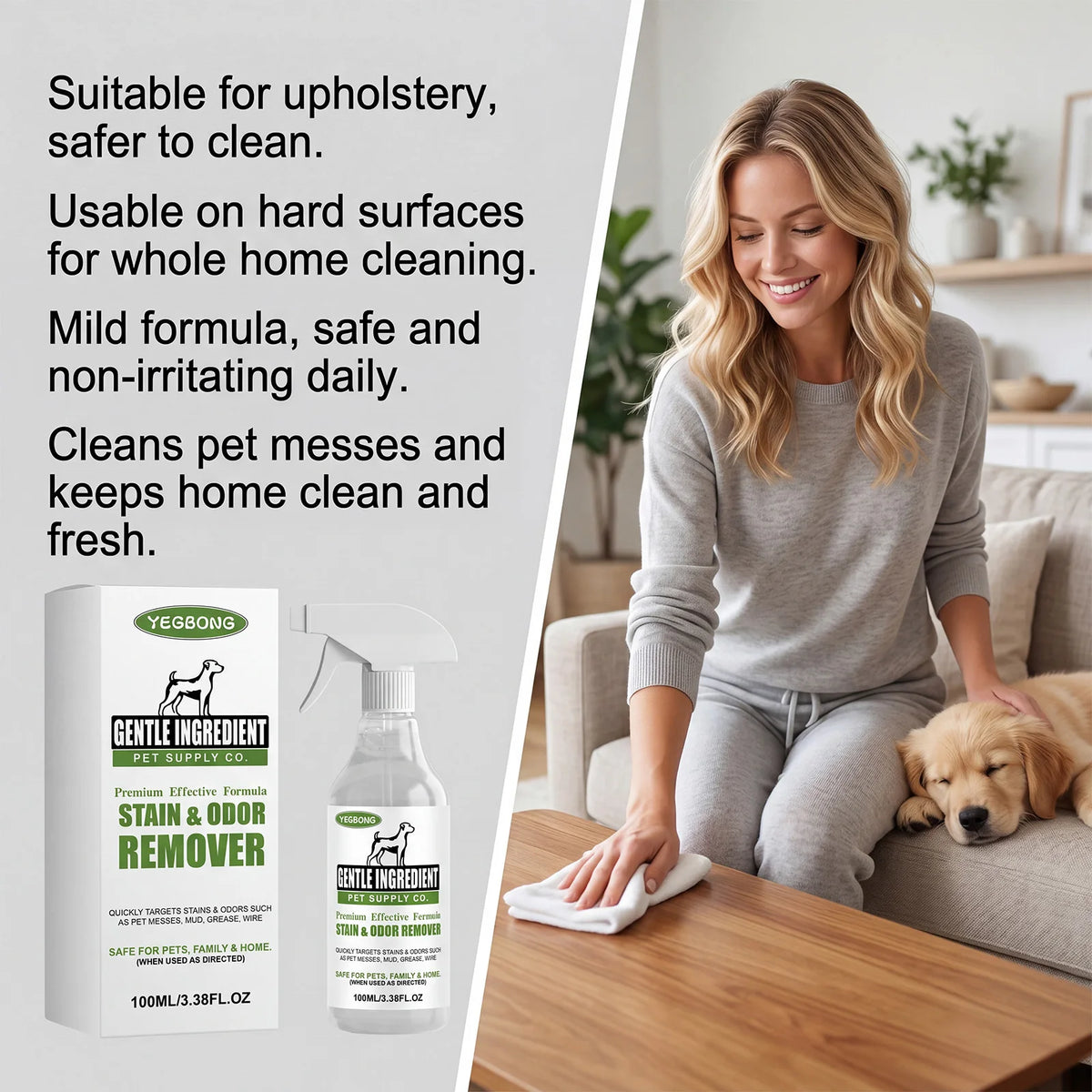 YEGBONG Pet Stain Cleaner Spray For Odor And Daily Care