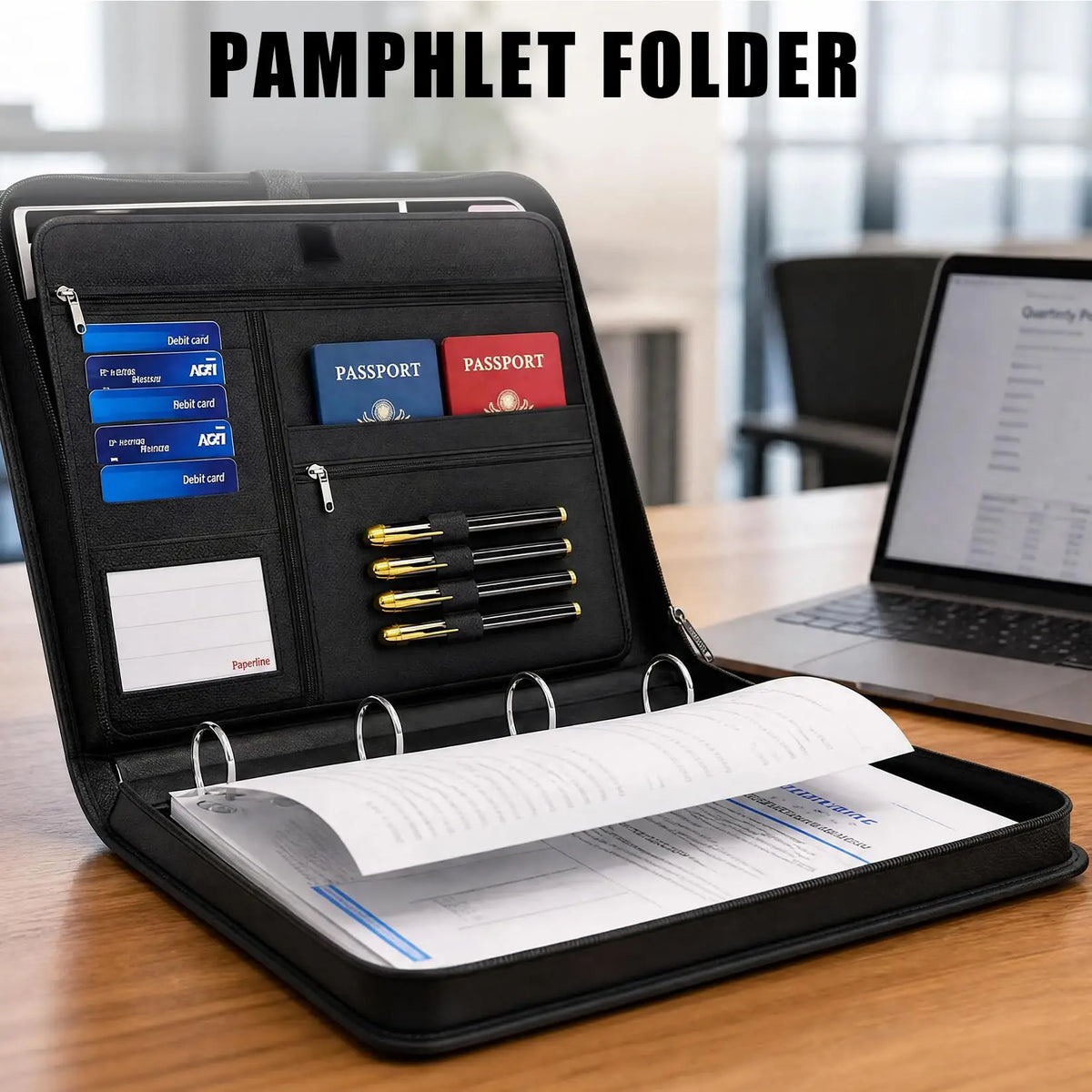 Moisture Resistant Document Organizer With D Rings And Writing Board