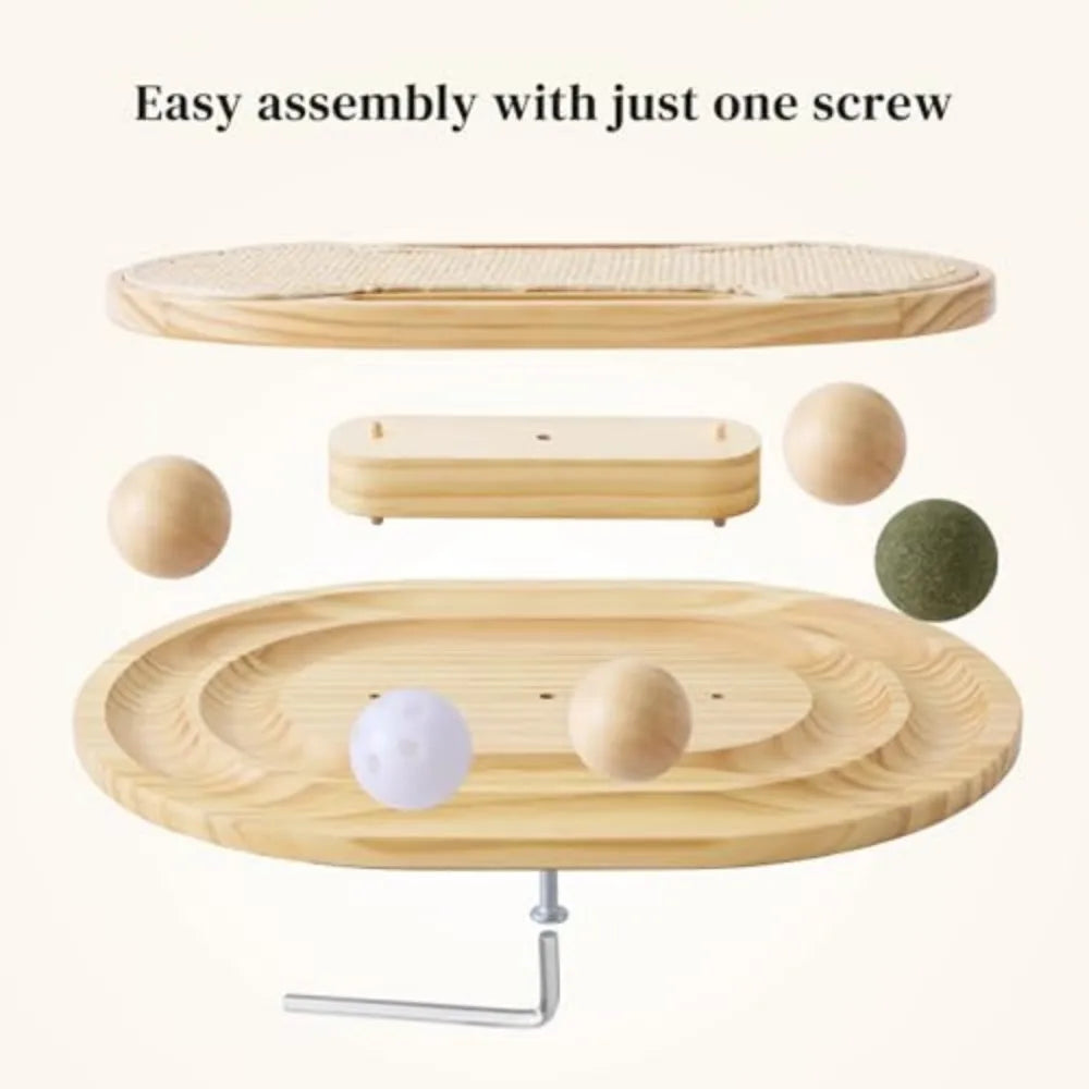 Premium Sisal Cat Scratcher Board With Wooden Ball Track Frame