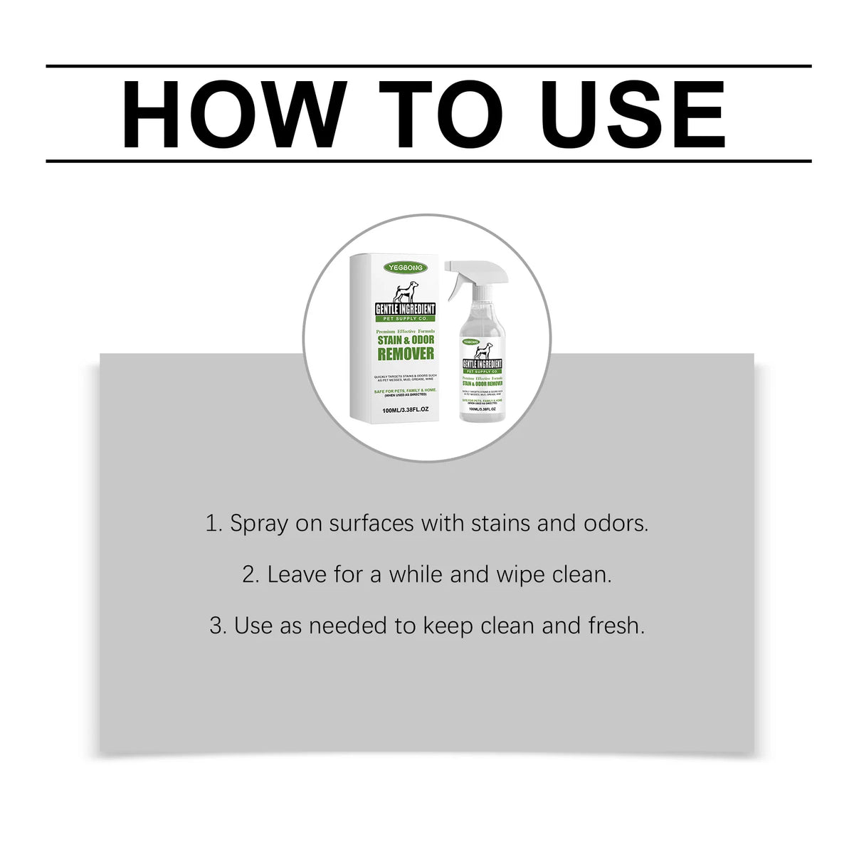 YEGBONG Pet Stain Cleaner Spray For Odor And Daily Care