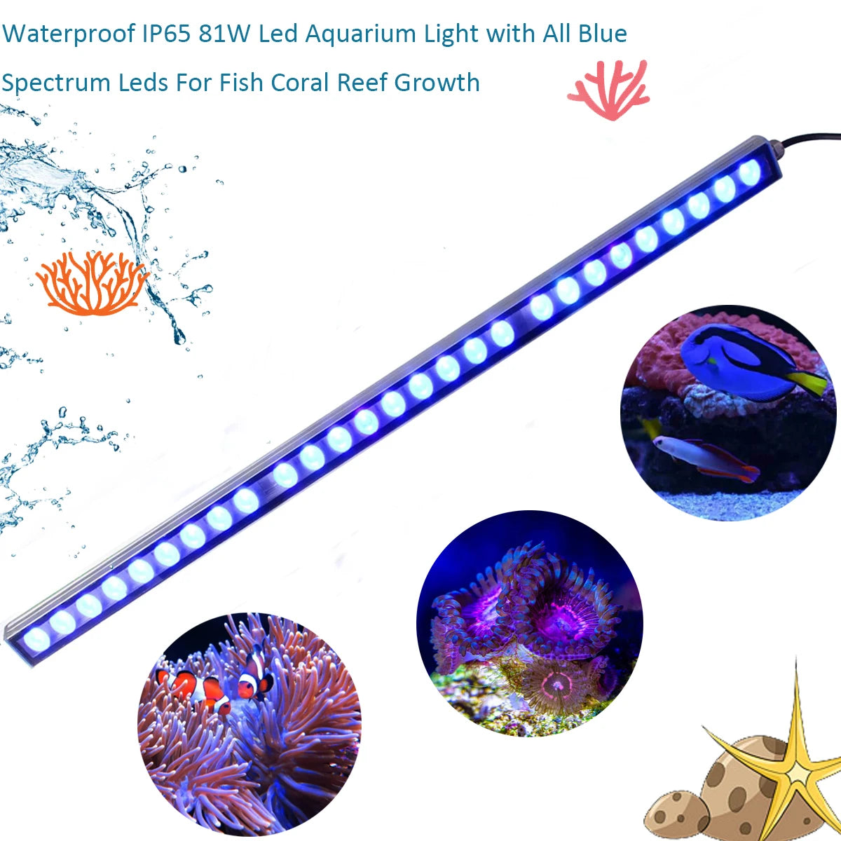 Populargrow Blue Spectrum Led Aquarium Light For Coral Reef Tank