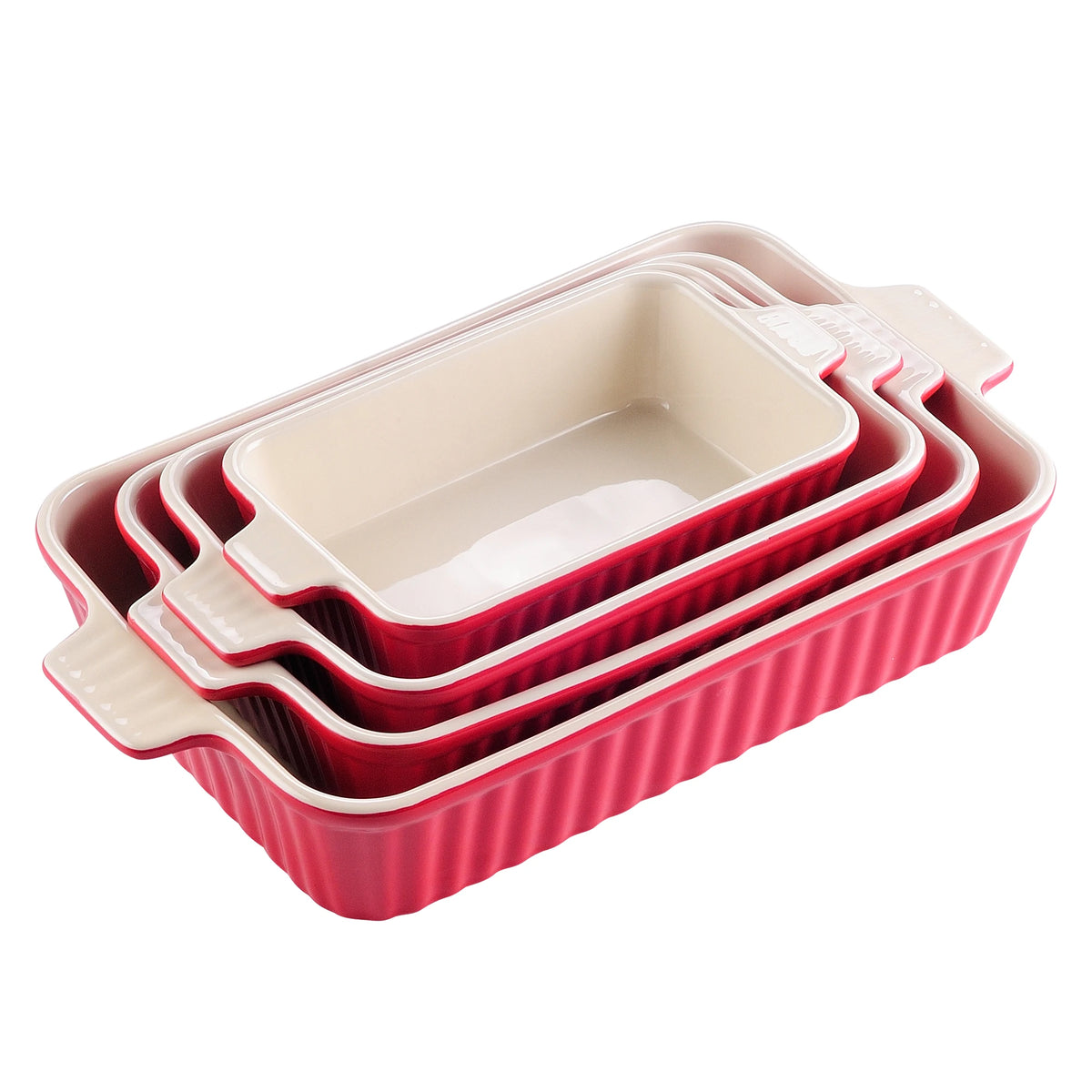MALACASA Ceramic Baking Dish Set With Handles For Oven Use