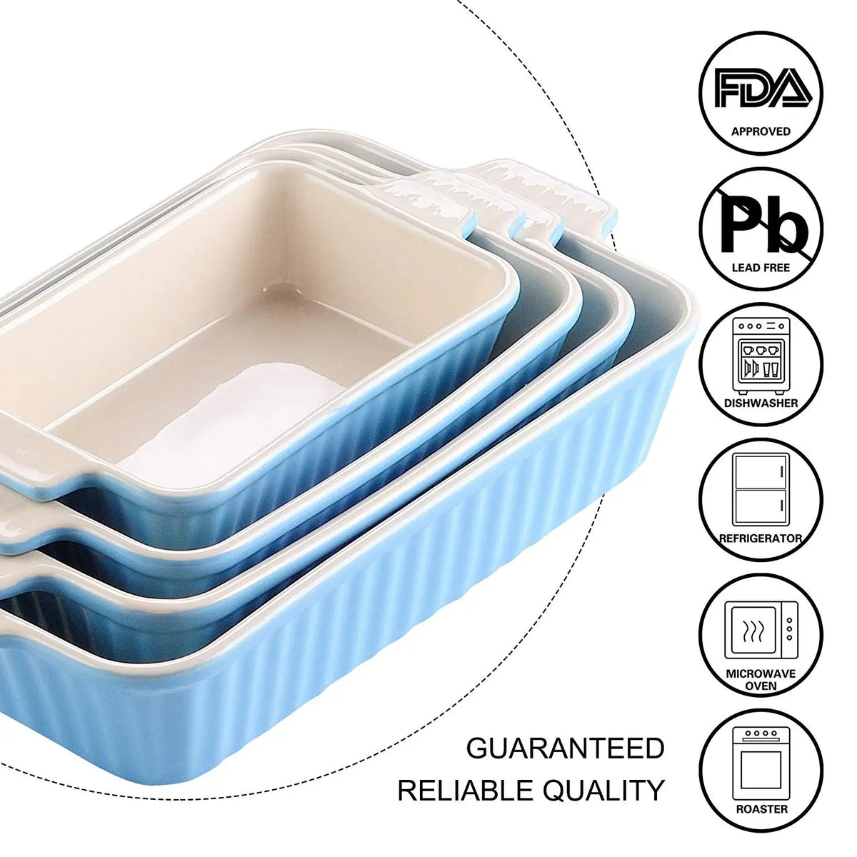 MALACASA Ceramic Baking Dish Set With Handles For Oven Use