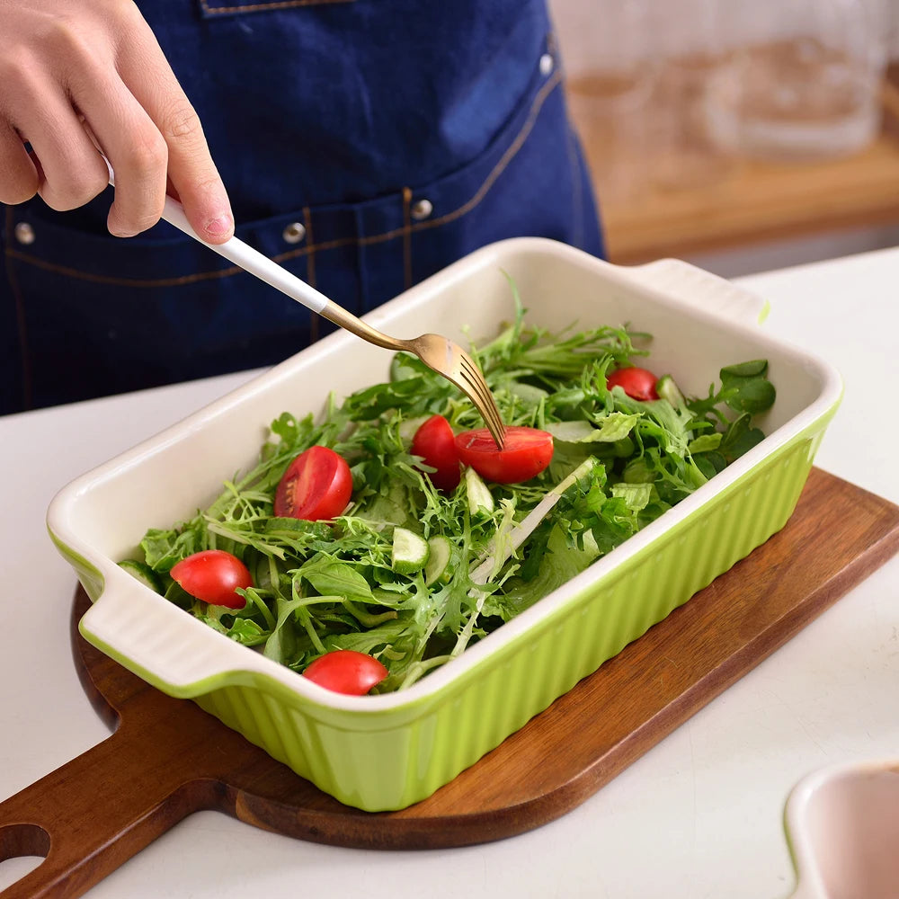 MALACASA Ceramic Baking Dish Set With Handles For Oven Use
