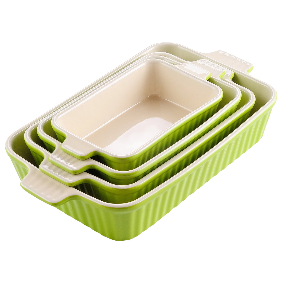 MALACASA Ceramic Baking Dish Set With Handles For Oven Use