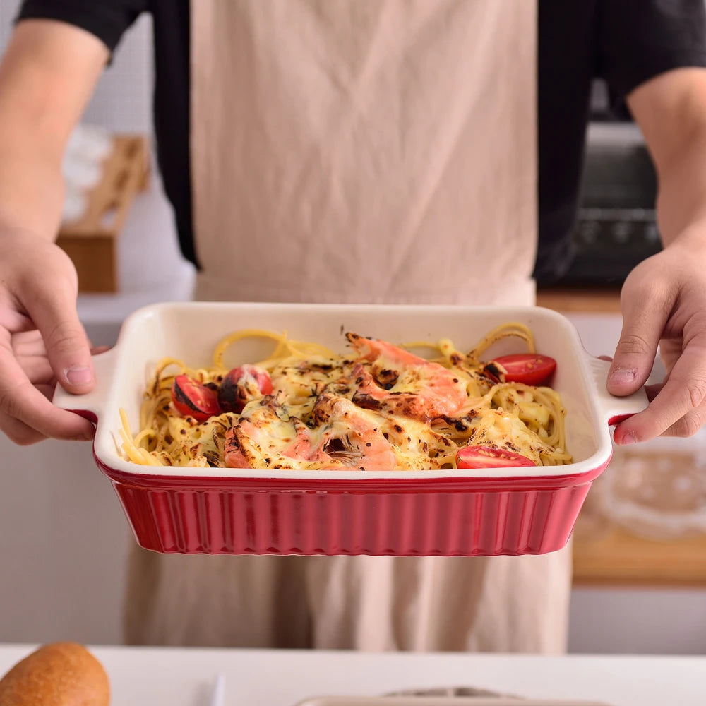 MALACASA Ceramic Baking Dish Set With Handles For Oven Use