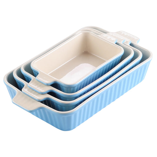 MALACASA Ceramic Baking Dish Set With Handles For Oven Use