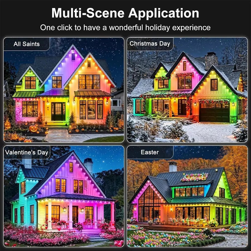 Smart App Remote RGB LED Eave String Lights IP67 Waterproof