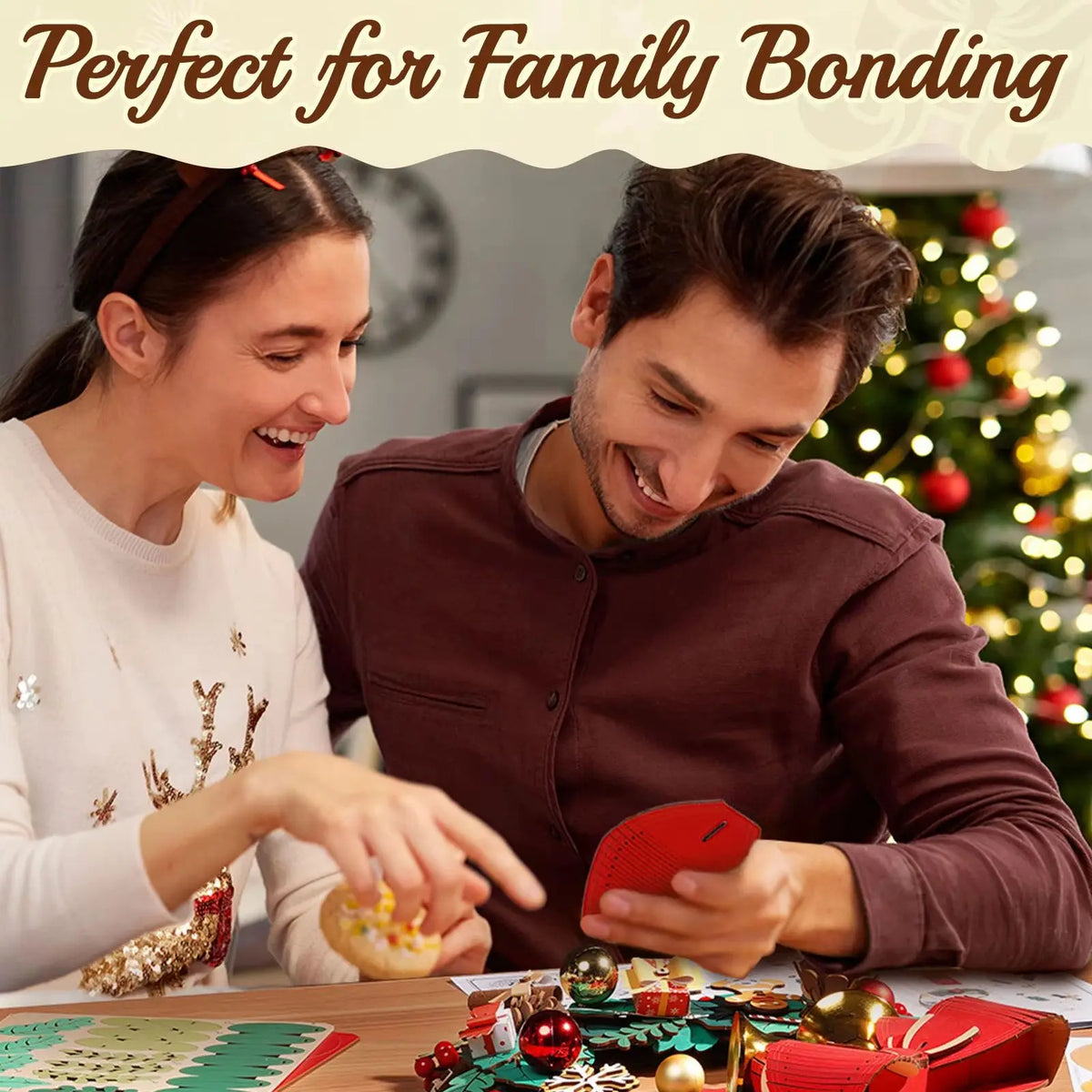 Rolife 3D Wooden Christmas Wreath Model Puzzle Kit With Led