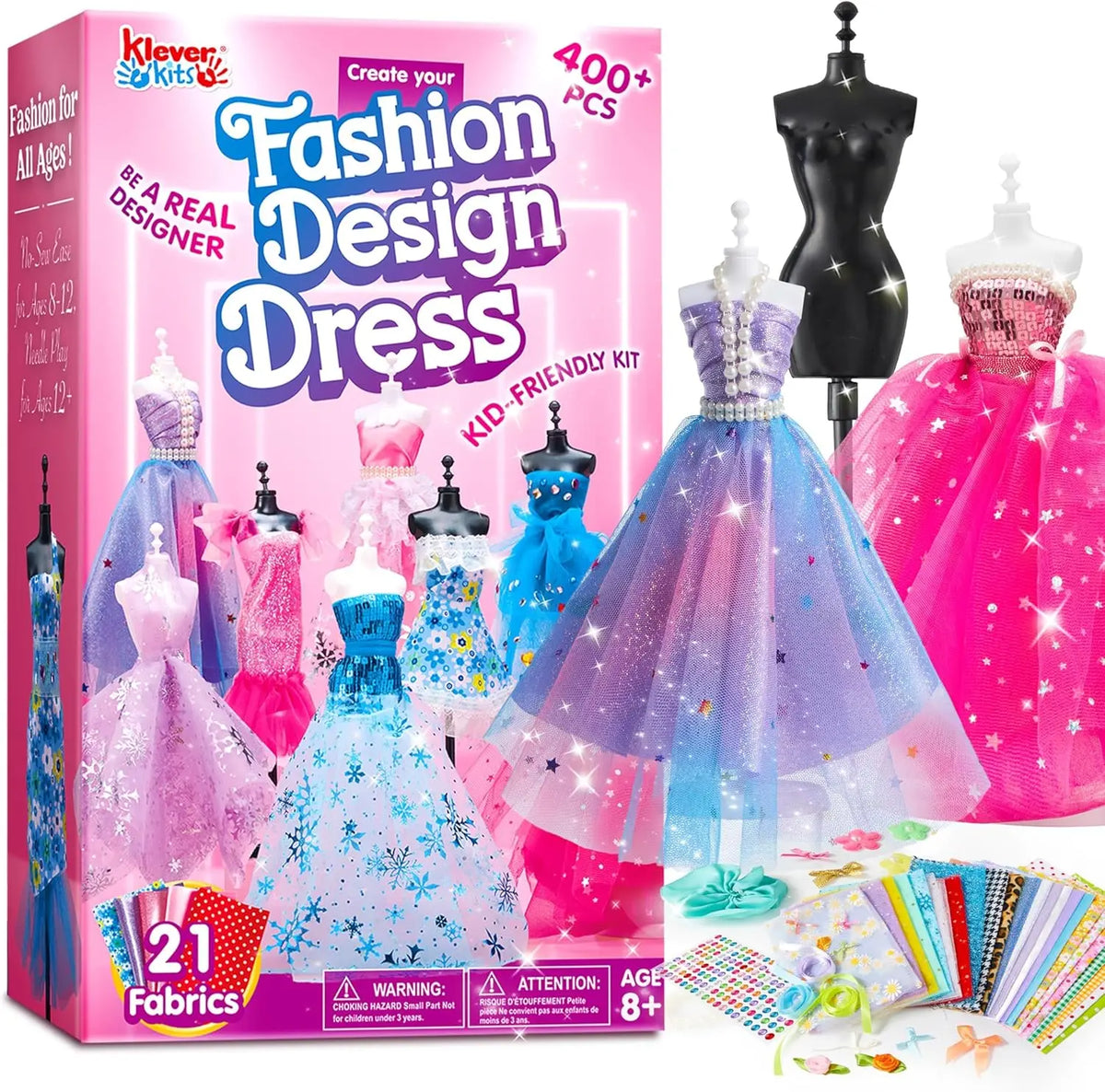 Joyfy 400 Pcs Fashion Design Sewing Kit With 3 Mannequins