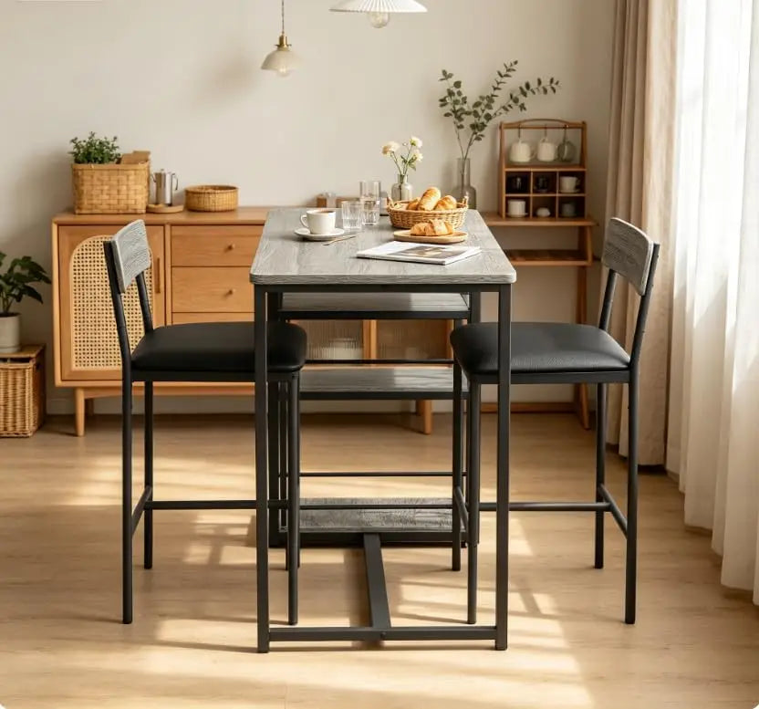 Garvee Folding Dining Table With Storage Shelves And Stools
