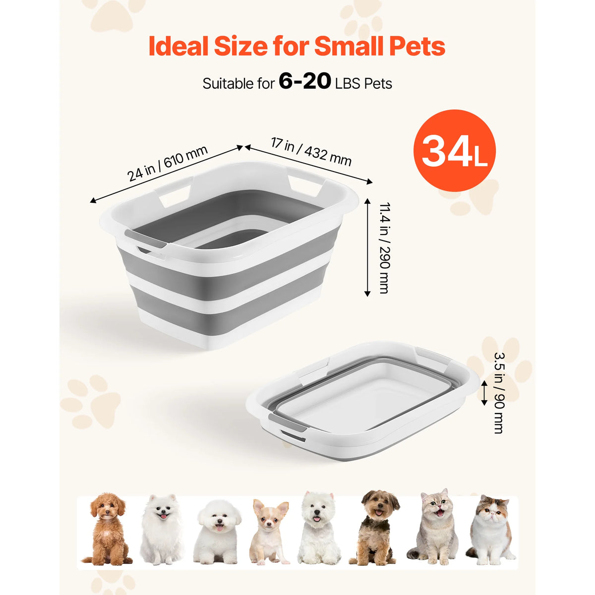 Portable Foldable Dog Bathtub With Integrated Drainage Plate