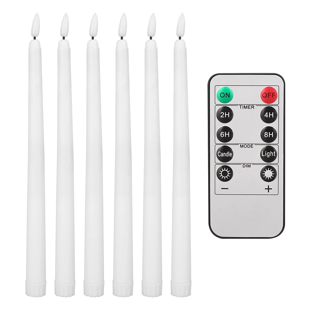 LED Flameless Taper Candles Featuring Remote Control Flickering Effect