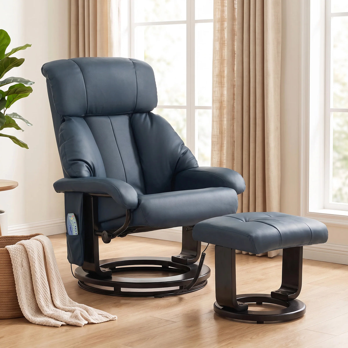 HOMCOM Massage Recliner Chair With Ottoman And 10 Point Vibration