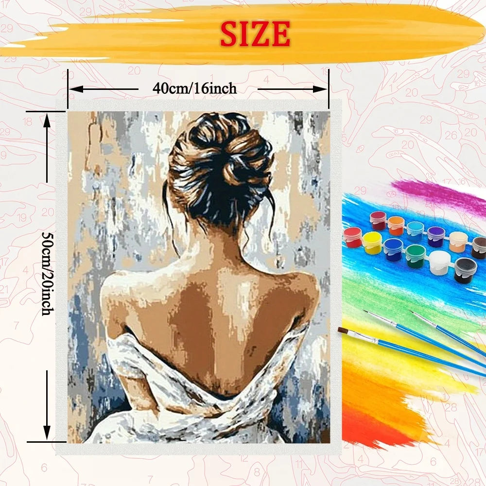 Girl Paint By Numbers Canvas Art Kit DIY Craft Home Decor
