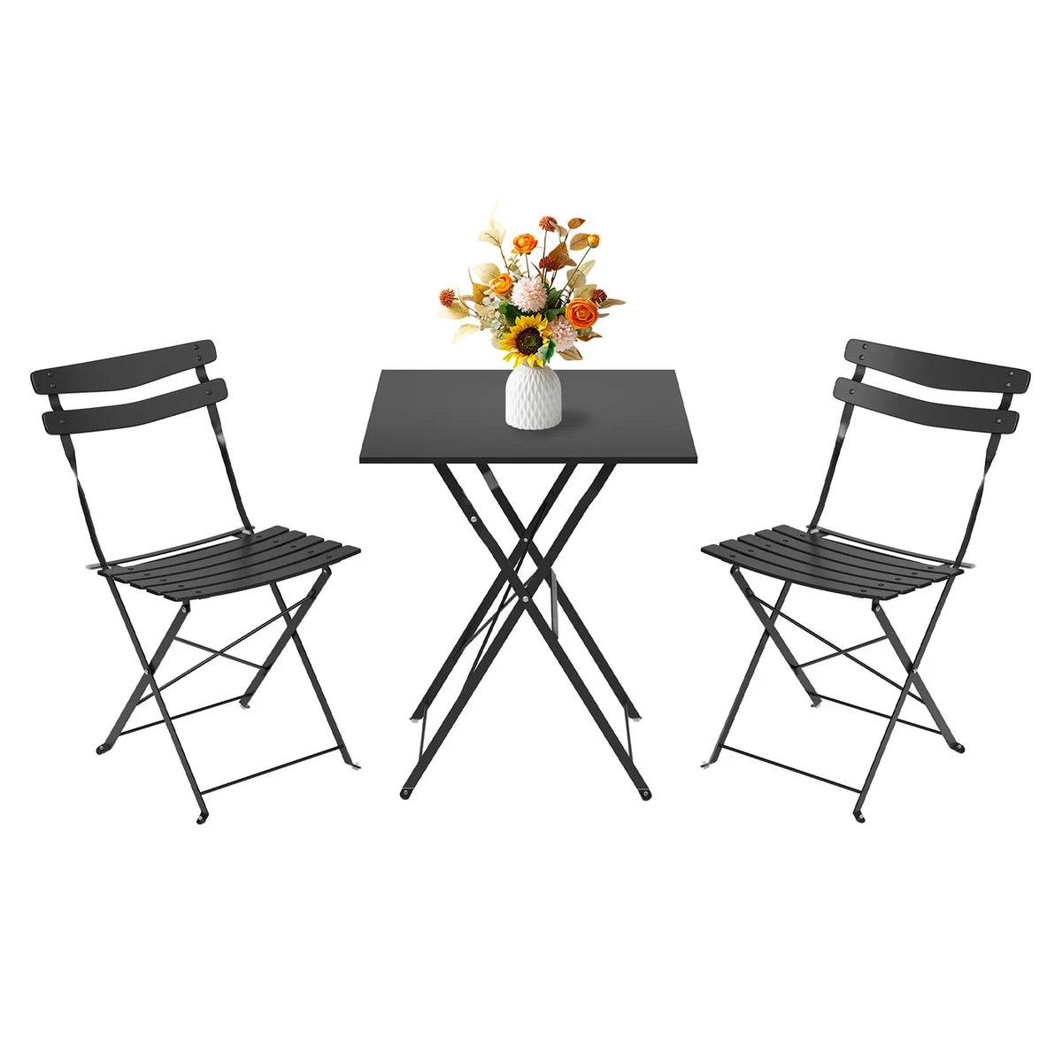 HiMISS Collapsible Outdoor Bistro Set With Powder Coated Steel Frame
