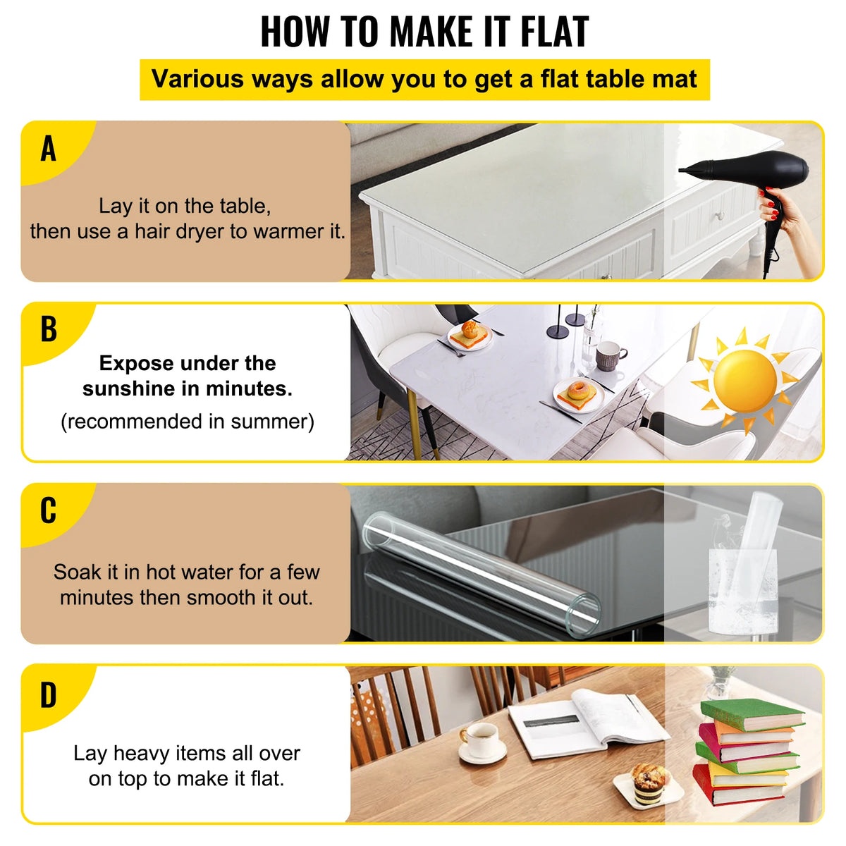SucceBuy Transparent PVC Tablecloth Waterproof Desk Protector for Dining Tables