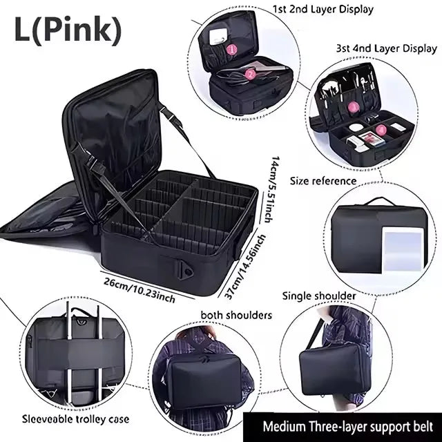 Waterproof Oxford Travel Makeup Bag With Ample Cosmetic Storage