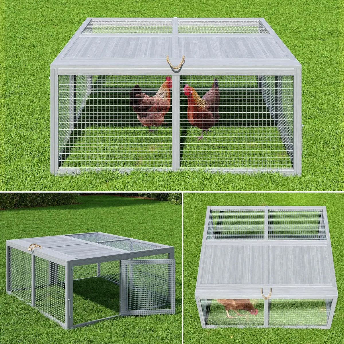HiMISS Folding Portable Wooden Chicken Coop Run Rabbit Hutch