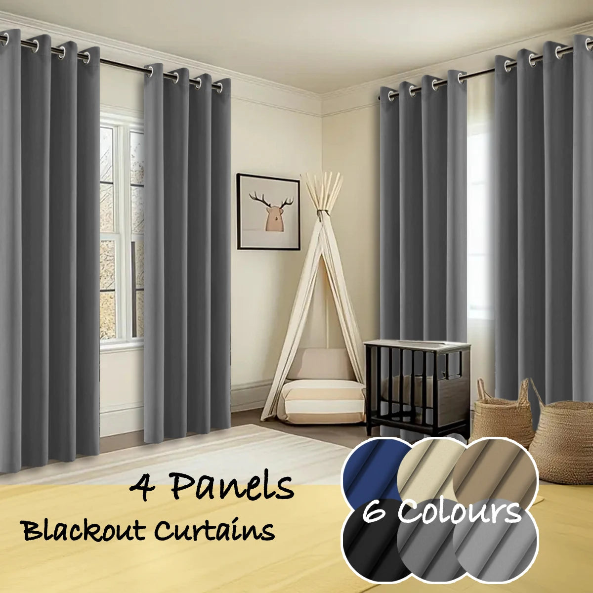 Premium Thermal Insulated Blackout Curtains Polyester Noise Reduction Drapes