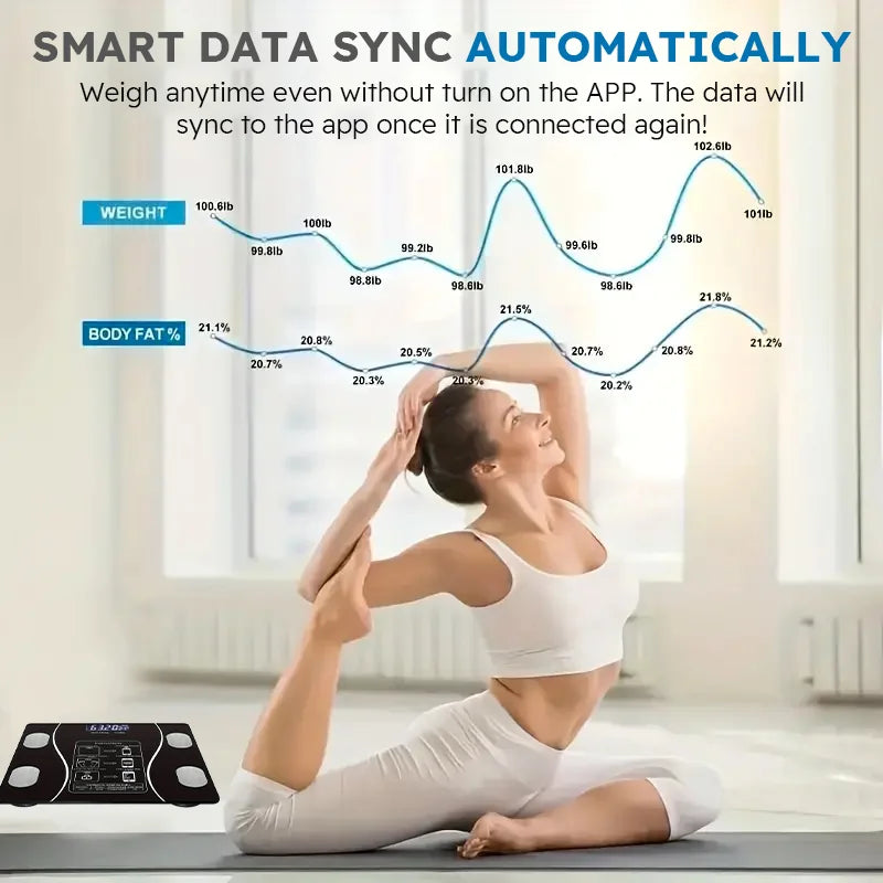 Smart Wireless Digital Body Fat Scale Bathroom Weight Composition Monitor