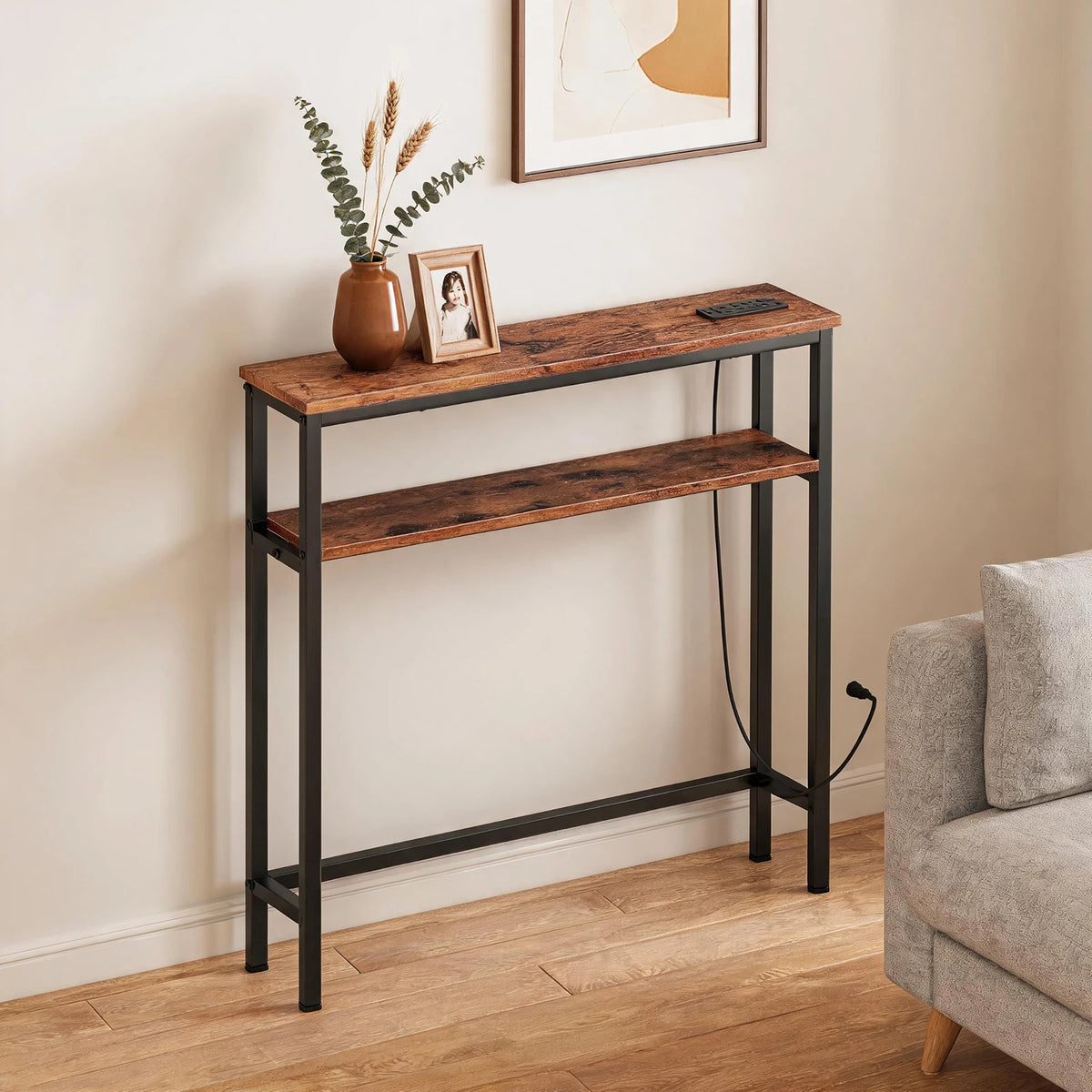 HiMISS Narrow Console Table With Dual USB Charging Ports