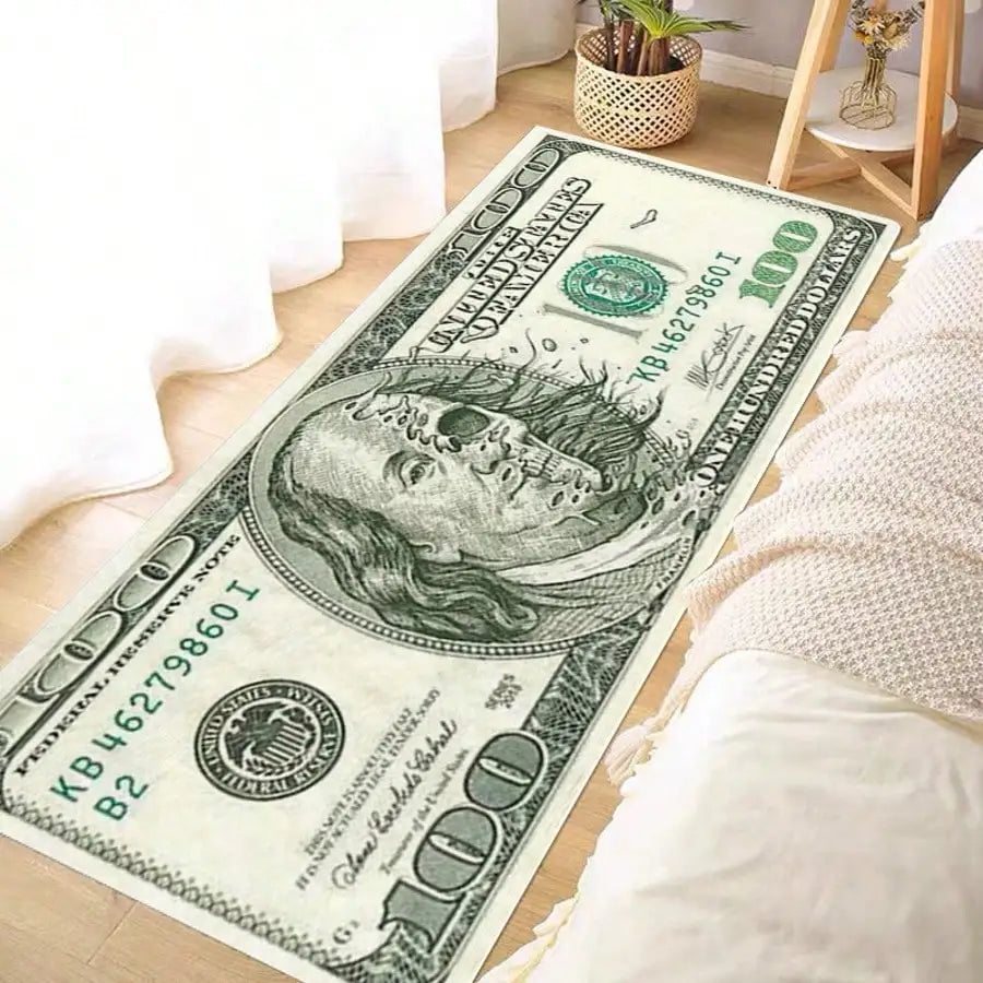 Modern Creative Portrait Dollar Bill Nylon Area Rug Indoor