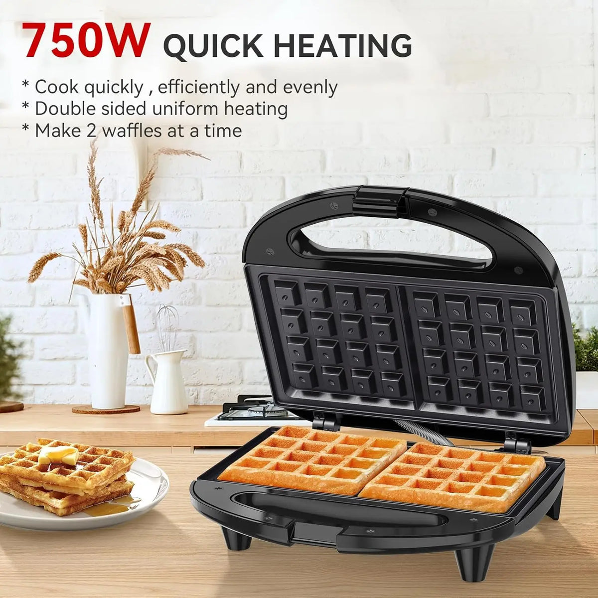 Ostba Belgian Waffle Maker with Indicator Lights and Nonstick Coating