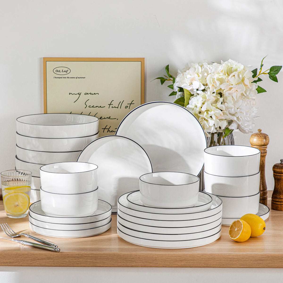 Malacasa Modern Ceramic Dinner Plates And Bowls Set