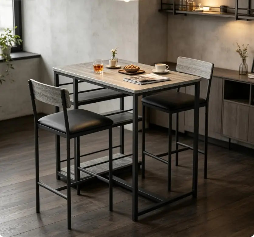 Garvee Folding Dining Table With Storage Shelves And Stools
