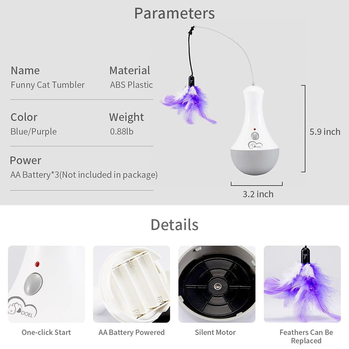 Automatic Rotating Feather Interactive Cat Teaser Toy